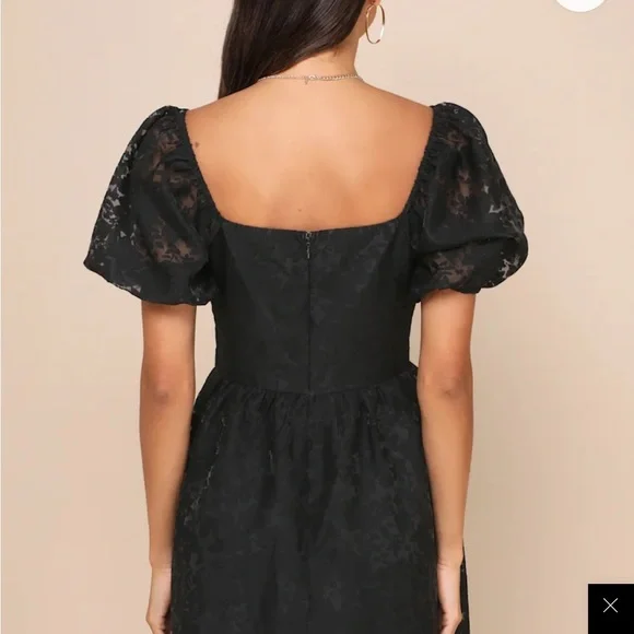 Lulu's Black Puff Sleeve Dress - Picture 7 of 10